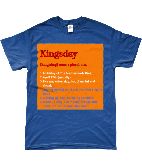 T-shirt Kingsday Dictionary Oranje Achtergrond