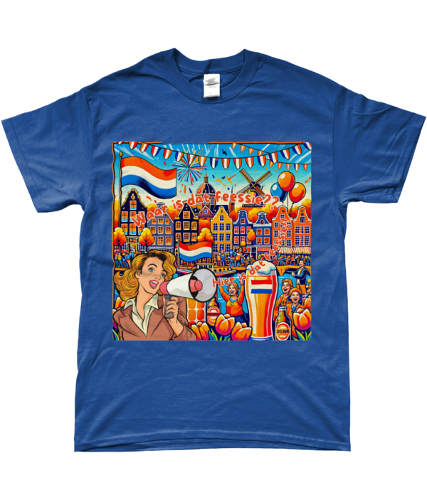 T-shirt Koningsdag Waar is dat Feessie T-shirt Koningsdag Waar is dat Feessie